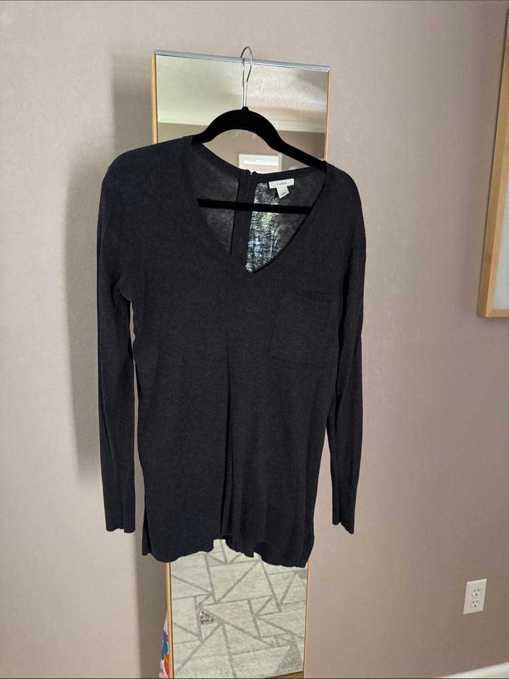 Caslon Black V-Neck Long Sleeve Pullover